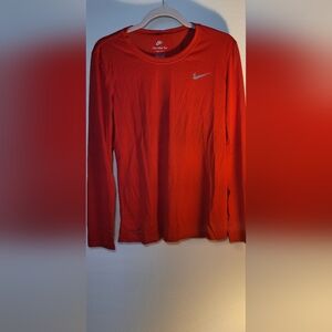 Nike Red Long Sleeve DRI-FIT Women's T-Shirt Classic Style